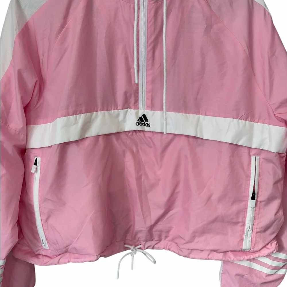 Adidas Girl’s Pink and White Hooded Jacket - Picture 3 of 7